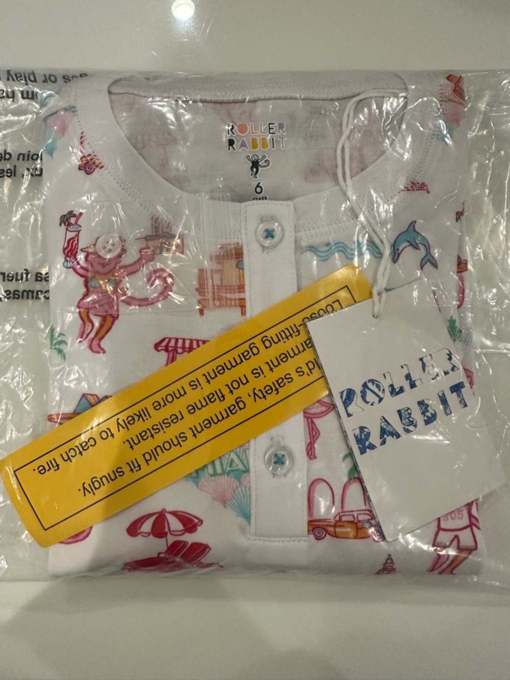 Roller Rabbit kids Miami Monkey pajama set .